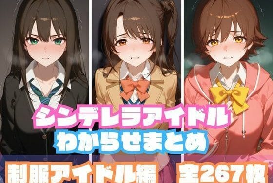 島村卯月・渋谷凛・本田未央が制服姿で無様に堕ちるアイドルマスターエロ同人誌【シンデレラアイドルわからせまとめ 制服アイドル編】の表紙画像
