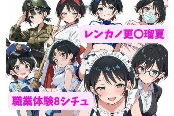 更科瑠夏が8つの職業でコスプレプレイに挑戦する彼女お借りしますエロ同人誌【レンカノ更〇瑠夏、職業体験がんばりますっ！！】の表紙画像