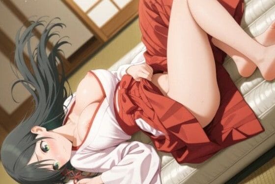 甘神夜重が巫女姿で胸誘惑してくる純愛ラブえっち甘神さんちの縁結びエロ同人誌【甘神風味 僕を胸で誘惑する巫女さん】の表紙画像