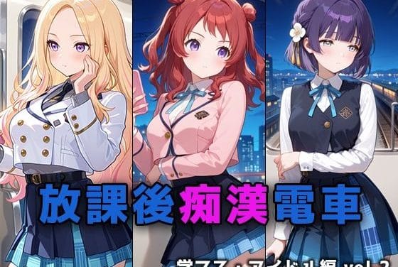 十王星南・花海咲季・秦谷美鈴が痴漢電車でレイプ堕ちする学園アイドルマスターエロ同人誌【放課後痴○電車 学マス・アイドル編 vol.2】の表紙画像