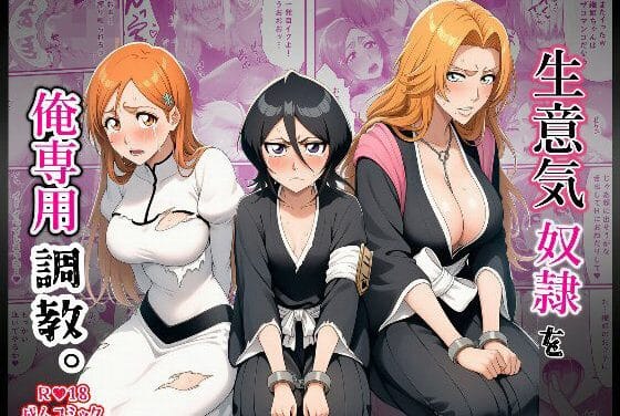 織姫やルキア達が戦勝報酬として男達に調教されるブリーチエロ同人誌【生意気奴●を俺専用調教。】の表紙画像