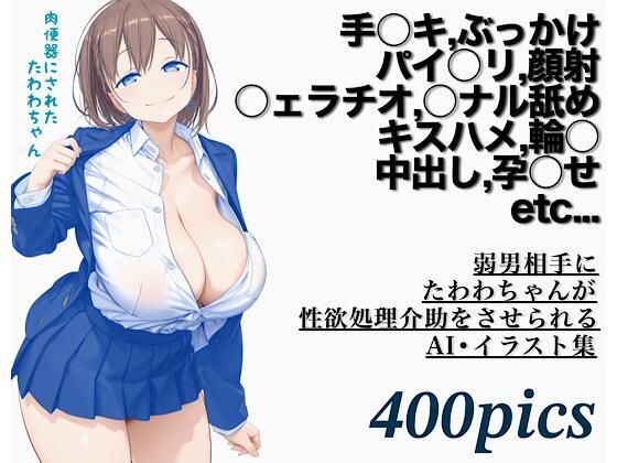 アイちゃんが弱男アパートで肉便器にされる月曜日のたわわエロ同人誌【弱男相手にたわわちゃんが性欲処理介助をさせられるAI・イラスト集】の表紙画像