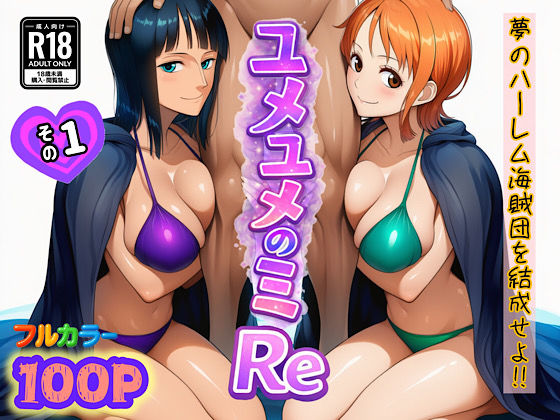 ナミ・ロビンが洗脳ハーレム化されるワンピースエロ同人誌【ユメユメのミRe 〜夢のハーレム海賊団を結成せよ〜 その1】の表紙画像