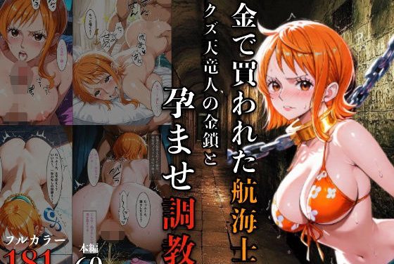 ナミが金で買われ孕ませ調教されるワンピースエロ同人誌【金で買われた航海士 クズ天竜人の金鎖と孕ませ調教】の表紙画像